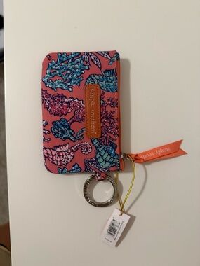 Simply Southern Coral Floral Keychain Card Wallet with Ribbon